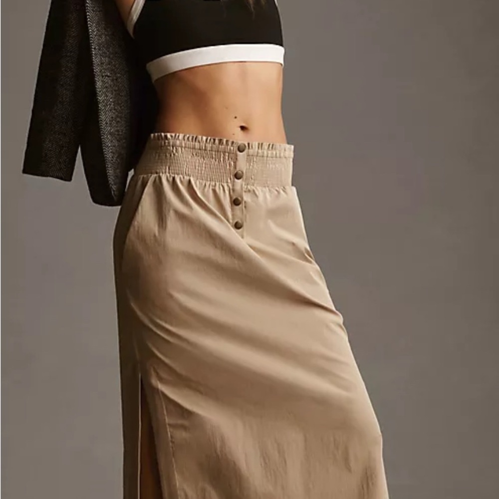Anthropologie Beige Maxi-Midi Skirt